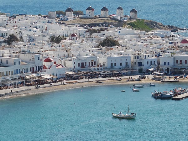 mykonos from air
