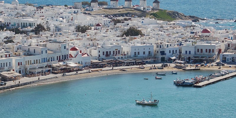 mykonos from air