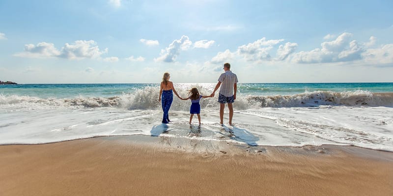 family on the beach